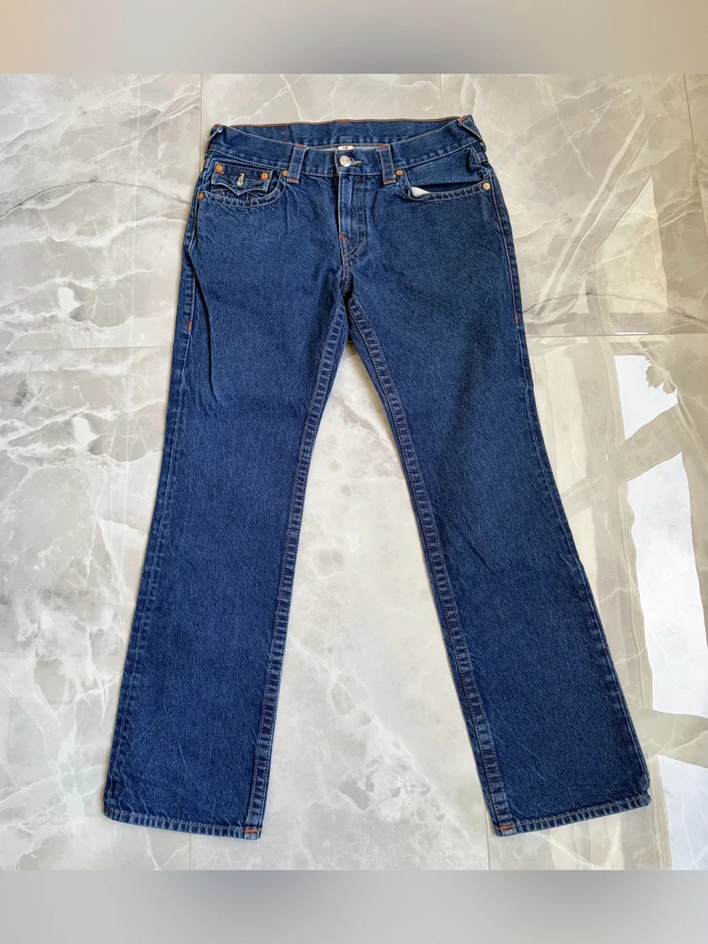 True Religion World Tour Section Straight Jeans Men’s 33 Blue Flap Pocket USA